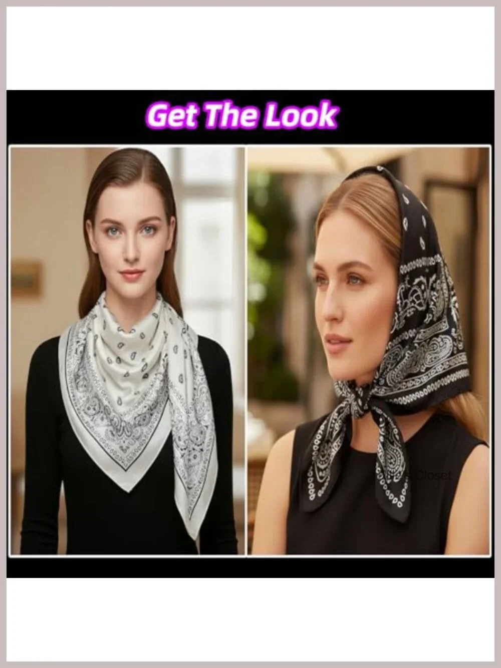 2pk Satin Square Bandana Scarf for Hair Wrapping, Neck, Head - 35
